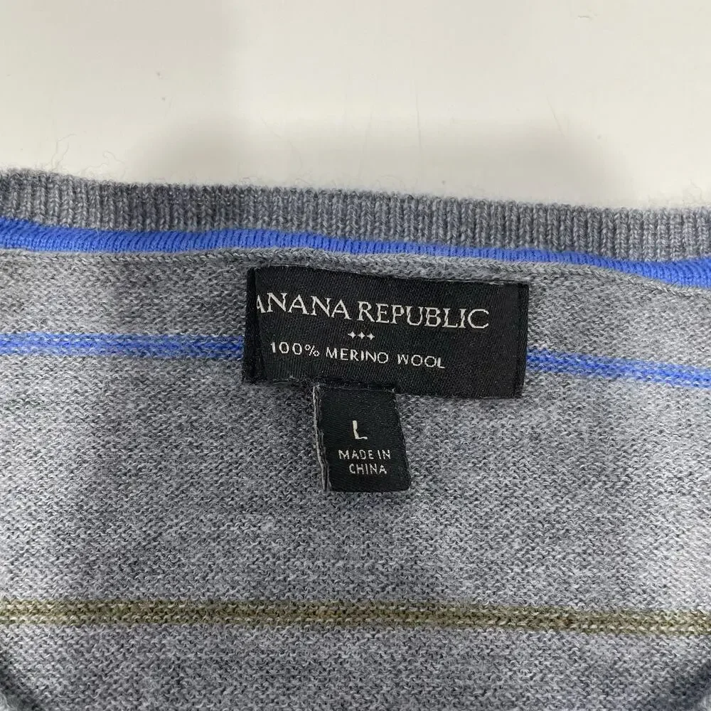 Banana Republic Men’s Gray Extra Fine Merino Wool Sweater Soft Large